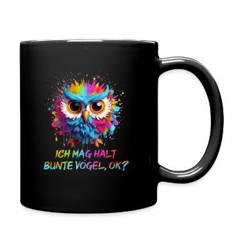 LUSTIGE BUNTE EULE - Tasse einfarbig - Schwarz - Rechts