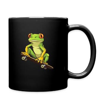 LUSTIGER FROSCH AUF SKATEBOARD - Tasse einfarbig - Schwarz - Rechts