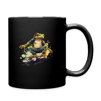 LUSTIGER FROSCH AUF SKATEBOARD - Tasse einfarbig - Schwarz - Rechts