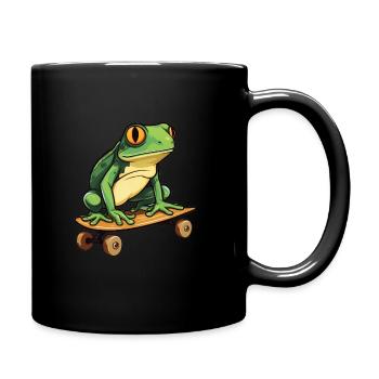 LUSTIGER FROSCH AUF SKATEBOARD - Tasse einfarbig - Schwarz - Rechts