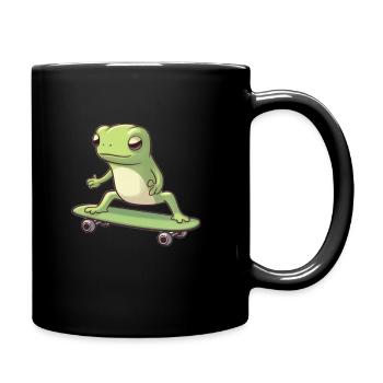 LUSTIGER FROSCH AUF SKATEBOARD - Tasse einfarbig - Schwarz - Rechts