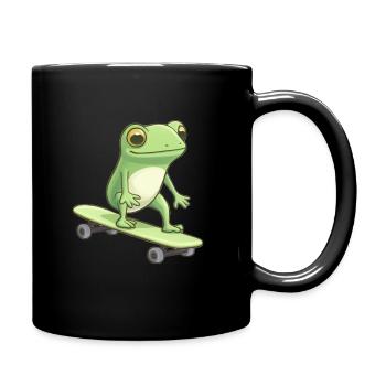 LUSTIGER FROSCH AUF SKATEBOARD - Tasse einfarbig - Schwarz - Rechts