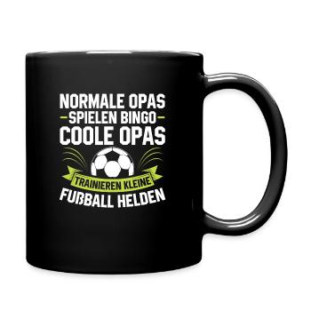 Fußball Opa Trainer Großvater Geschenkidee - Tasse einfarbig - Schwarz - Rechts