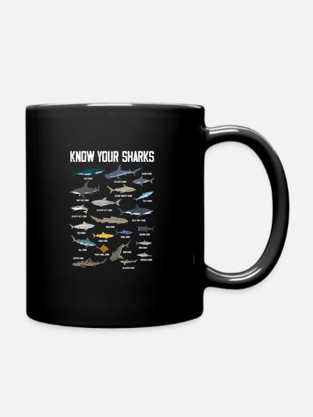 Hai Arten Haie Geschenk Meeresbiologie Ozean - Tasse einfarbig - Schwarz