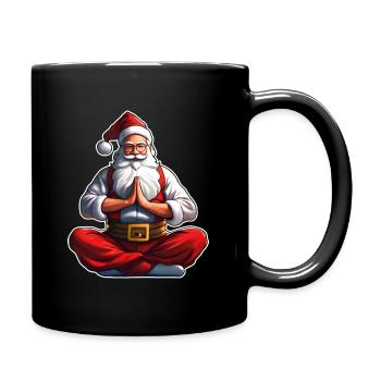 Weihnachtsmann macht Joga - Tasse einfarbig - Schwarz - Rechts