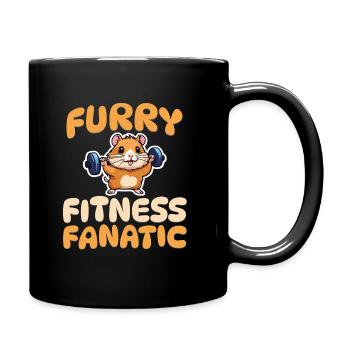 Furry Fitness Fanatic - Hamster - Tasse einfarbig - Schwarz - Rechts