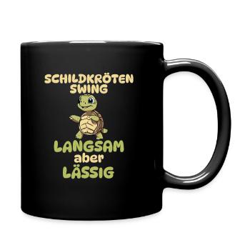 Schildkröten Disco - Langsam aber lässig - Tasse einfarbig - Schwarz - Rechts