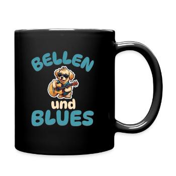 Bellen und Blues - Hunde Gitarre - Tasse einfarbig - Schwarz - Rechts