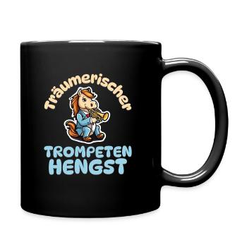 Träumerischer Trompeten Hengst - Pferde Trompete - Tasse einfarbig - Schwarz - Rechts