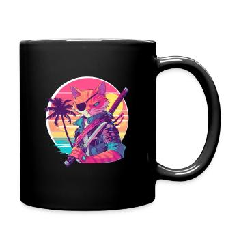 Chat samouraï des années 80 Style Vintage - Mug uni - noir - Droite