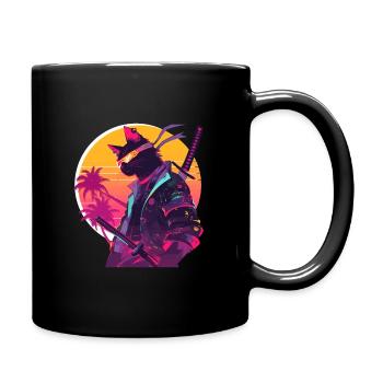 Chat samouraï des années 80 Style Vintage - Mug uni - noir - Droite