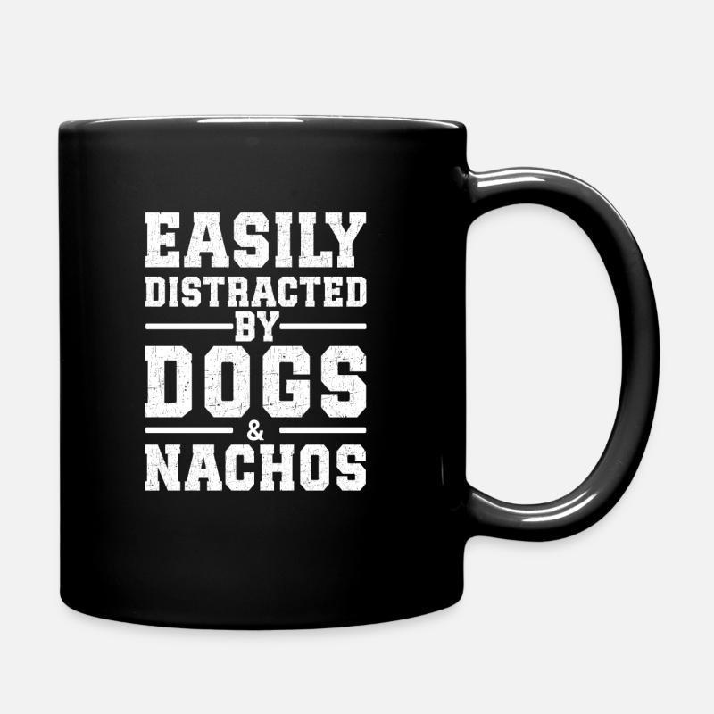 Easily Distracted By Dogs & Nachos - Full Colour Mug - black