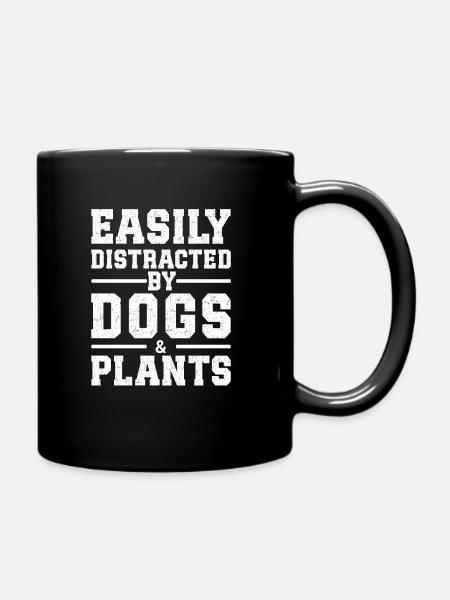 Facilement distrait par les chiens et les plantes - Mug uni - noir
