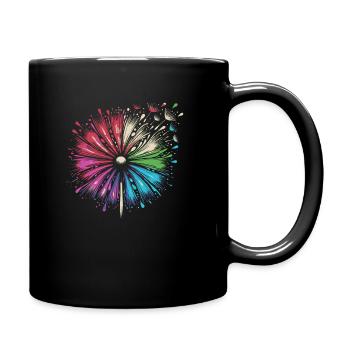 Regenbogen Blume in bunten Farben - Tasse einfarbig - Schwarz - Rechts