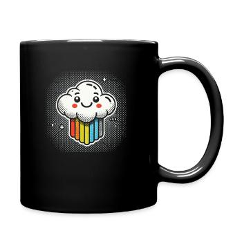 Laughing Cloud with Rainbow Comic Art - Full Colour Mug - black - Right