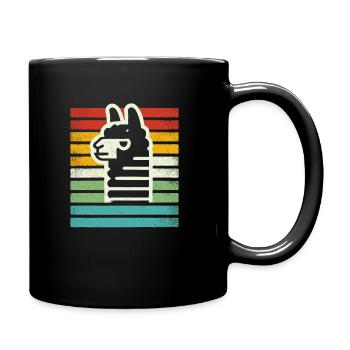 Retro Llama Alpaca in Rainbow Colors Comic Art - Full Colour Mug - black - Right