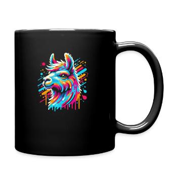 Rainbow Llama Alpaca in Bright Colors Comic Art - Full Colour Mug - black - Right
