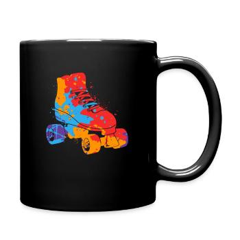 Rollschuhe Roller Skates Bunt Mädchen Rollschuh - Tasse einfarbig - Schwarz - Rechts