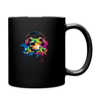 Grenouille colorée avec casque DJ crapaud animaux de la forêt - Mug uni - noir - Droite