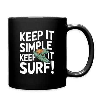 Keep It Simple Surf | Funny Surf Turtle - Full Colour Mug - black - Right