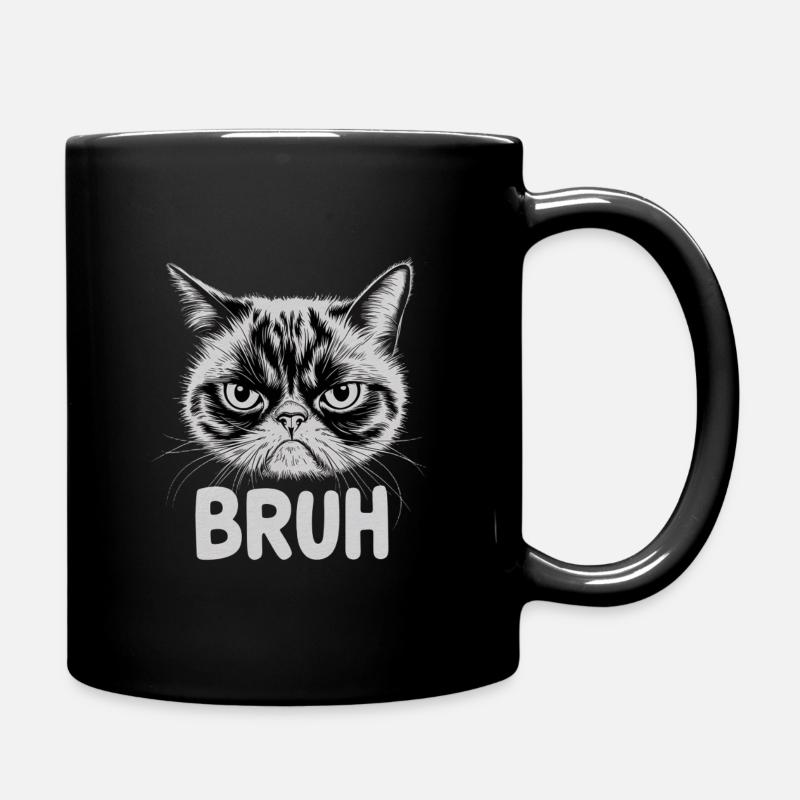 Katze sagt "Bruh" - Tasse einfarbig - Schwarz