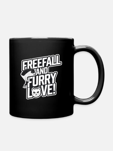 Skydive Cat | Skydiving Gift - Full Colour Mug - black