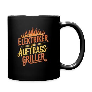 Elektriker und Auftragsgriller - Tasse einfarbig - Schwarz - Rechts