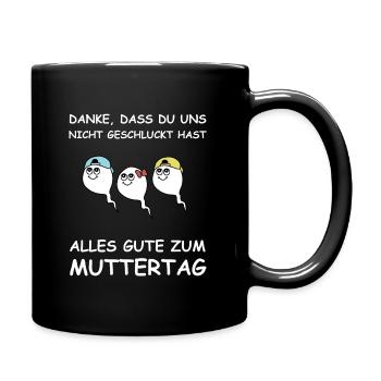 Alles gute zum Muttergag | Sperma, lustige Sprüche - Tasse einfarbig - Schwarz - Rechts
