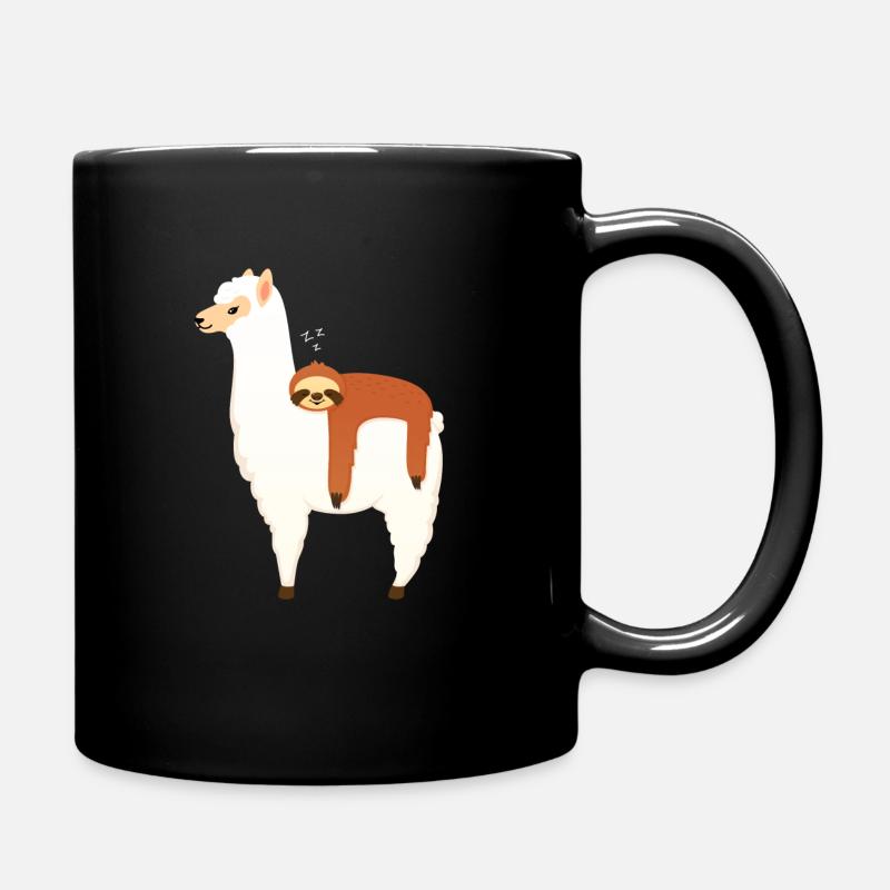 Sloth Sleeping On Alpaca - Tasse einfarbig - Schwarz