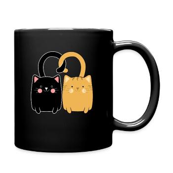 Katzen Verliebt Katzenliebe Valentinstag Geschenk - Tasse einfarbig - Schwarz - Rechts