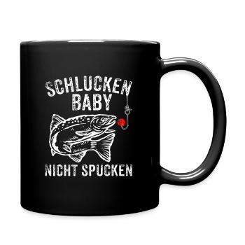 Angler Angel Fischen Sportfischen Fisch Angelrute - Tasse einfarbig - Schwarz - Rechts