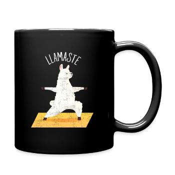 Llamaste | Yoga Llama Design - Tasse einfarbig - Schwarz - Rechts