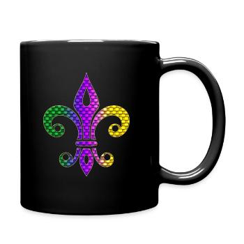 Fleur de Lys lily carnival Mardi Gras - Full Colour Mug - black - Right