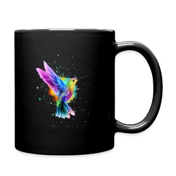 Hummingbird watercolor graffiti - Full Colour Mug - black - Right