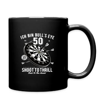 50. Geburtstag Dart - Tasse einfarbig - Schwarz - Rechts