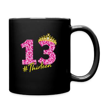 13th birthday crown teenager years gift - Full Colour Mug - black - Right