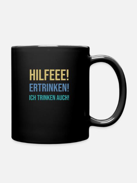 Fun German learning. Drowning I also drink - Full Colour Mug - black