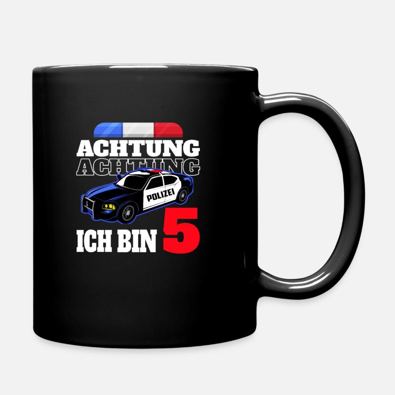 5 Geburtstag Polizei Polizeiauto Junge Geschenk - Tasse einfarbig - Schwarz