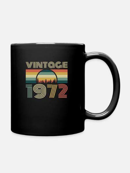 Vintage 1972 Birthday Retro Vintage Gift - Full Colour Mug - black