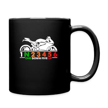 1N23456 motorcycle speed adrenaline tempo saying fun - Full Colour Mug - black - Right