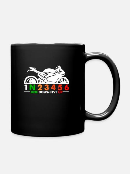 1N23456 Motorrad Speed Adrenalin Tempo Spruch Fun - Tasse einfarbig - Schwarz