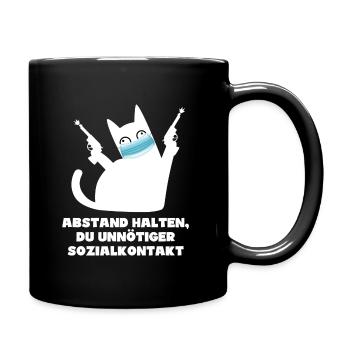 Katze Pew Pew Madafakas Corona Sozialkontakt - Tasse einfarbig - Schwarz - Rechts