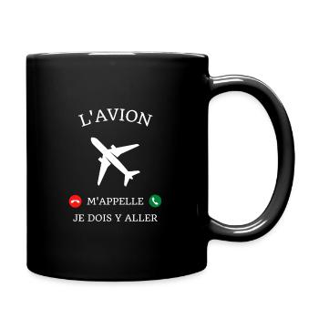 t shirt avion m'appelle humour pilote avion homme - Mug uni - noir - Droite