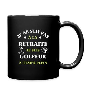 t shirt retraite golfeur temps plein humour golf - Mug uni - noir - Droite
