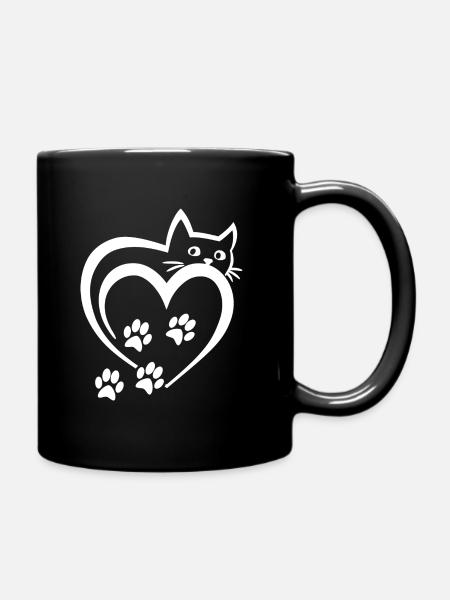 Chat Pattes Coeur Chat chat amoureux des chats - Mug uni - noir