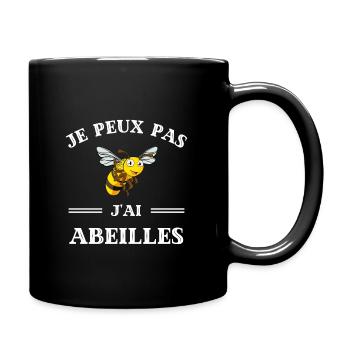 t shirt je peux pas j ai abeilles drole apiculteur - Mug uni - noir - Droite