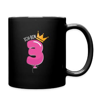 3 Geburtstag Jahre Krone Luftballon Geschenk - Tasse einfarbig - Schwarz - Rechts