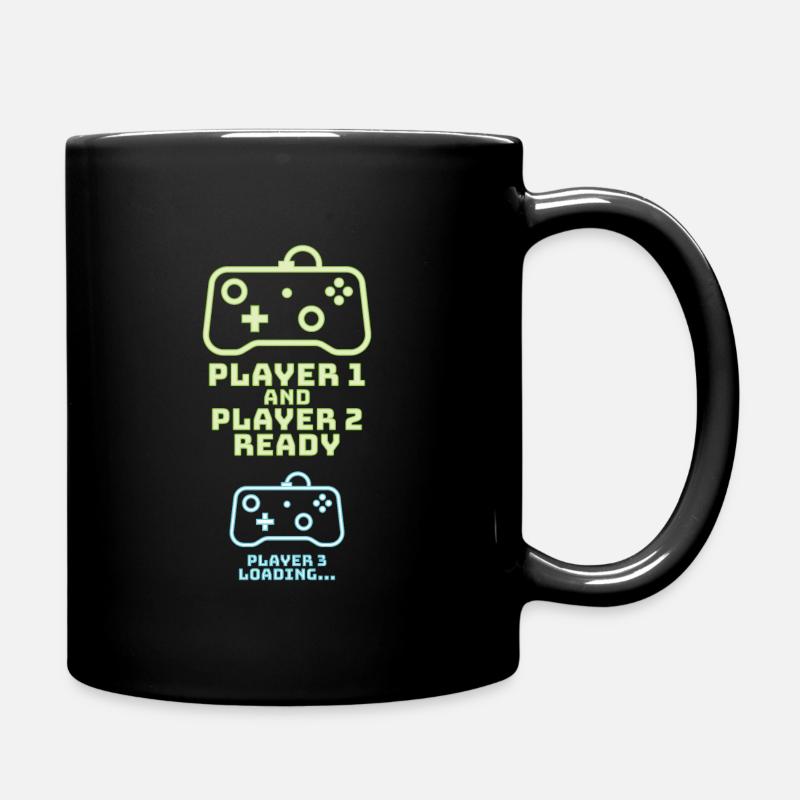 Player 1 2 Gamer Naissance Bébé console cadeau - Mug uni - noir