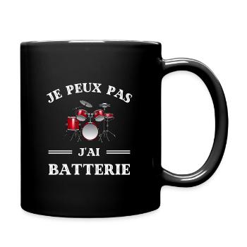 t shirt je peux pas j ai batterie humour batteur - Mug uni - noir - Droite