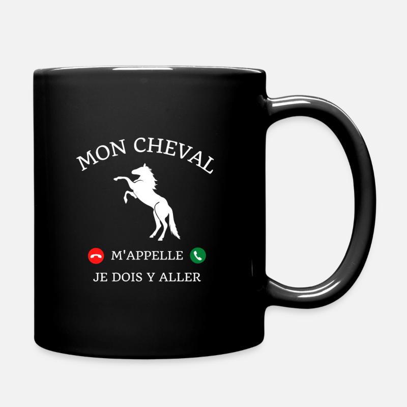 t shirt mon cheval m appelle humour cavalière - Mug uni - noir
